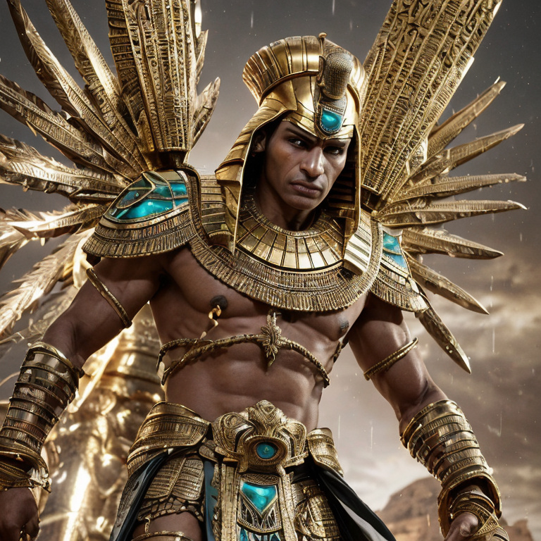 powerful egyptian pharaoh with ankh staff by Free AI Image Generator & Maker - No login required✨ | AIGAZOU