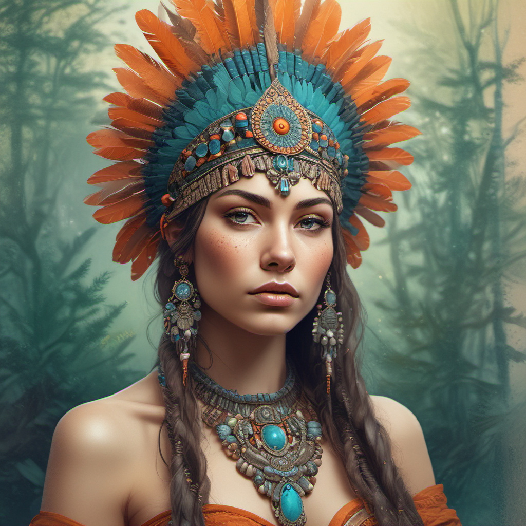 young woman native american costume by Free AI Image Generator & Maker - No login required✨ | AIGAZOU