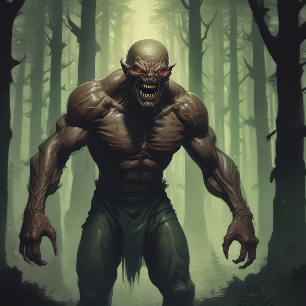man terrified by insectoid creature in forest by Free AI Image Generator & Maker - No login required✨ | AIGAZOU