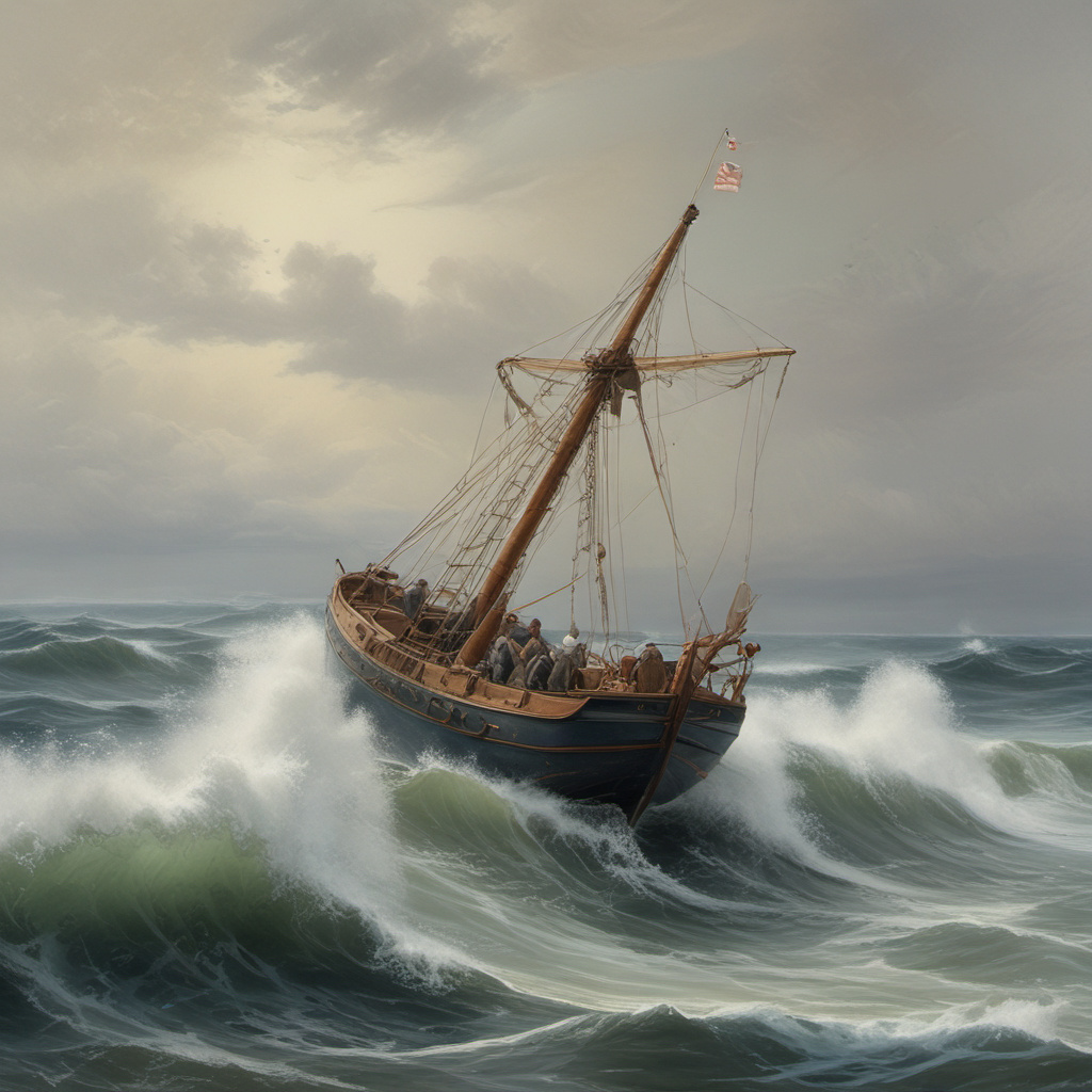 watercolor painting fishing boat choppy seas by Free AI Image Generator & Maker - No login required✨ | AIGAZOU