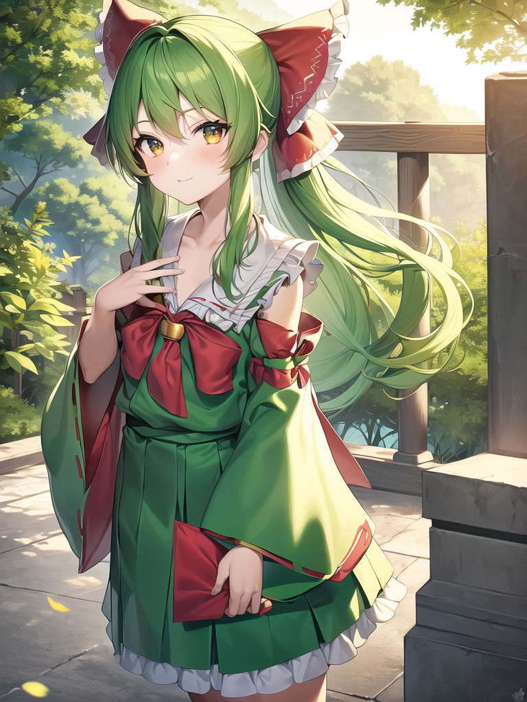 cute beautiful girl small chest green hair by Free AI Image Generator & Maker - No login required✨ | AIGAZOU