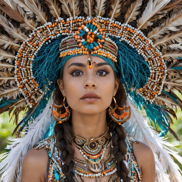 young woman native american costume by Free AI Image Generator & Maker - No login required✨ | AIGAZOU