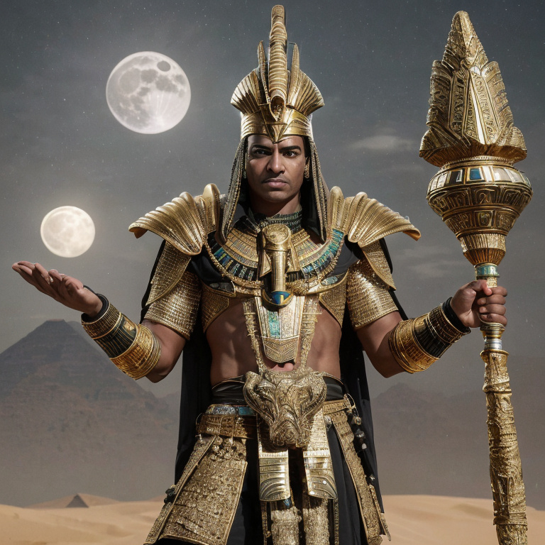 powerful egyptian pharaoh with ankh staff by Free AI Image Generator & Maker - No login required✨ | AIGAZOU