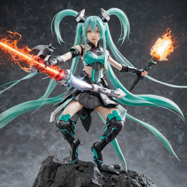 hatsune miku futuristic armor horns red eyes by Free AI Image Generator & Maker - No login required✨ | AIGAZOU