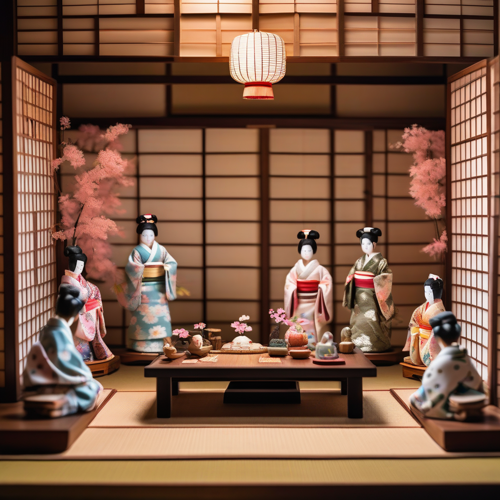 traditional japanese hina matsuri display with dolls by Free AI Image Generator & Maker - No login required✨ | AIGAZOU