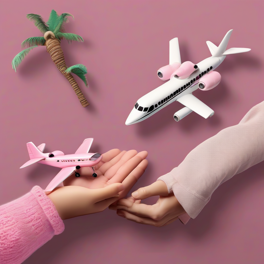 digital art two airplane models on hands by Free AI Image Generator & Maker - No login required✨ | AIGAZOU