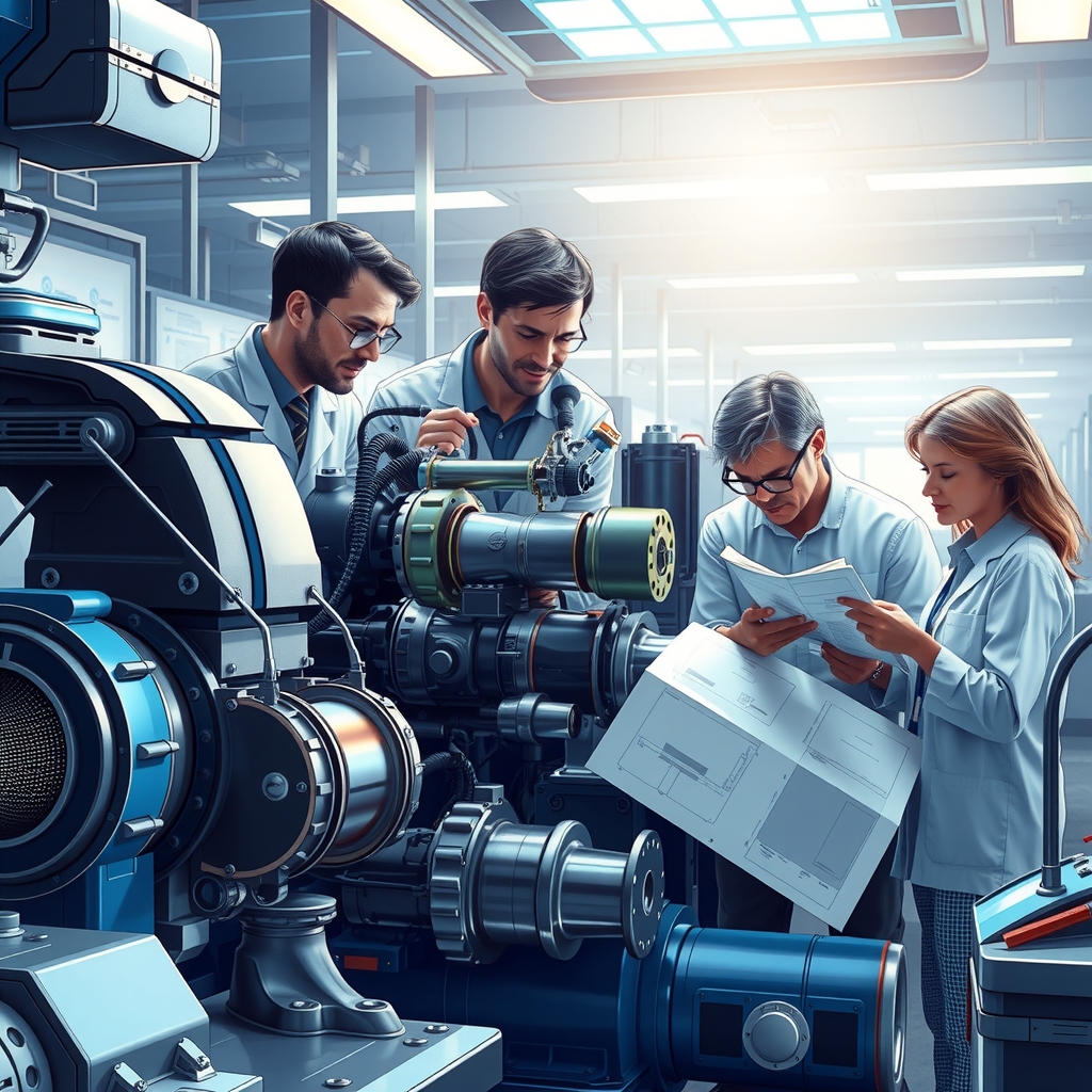 digital illustration of combustion engine development team by Free AI Image Generator & Maker - No login required✨ | AIGAZOU