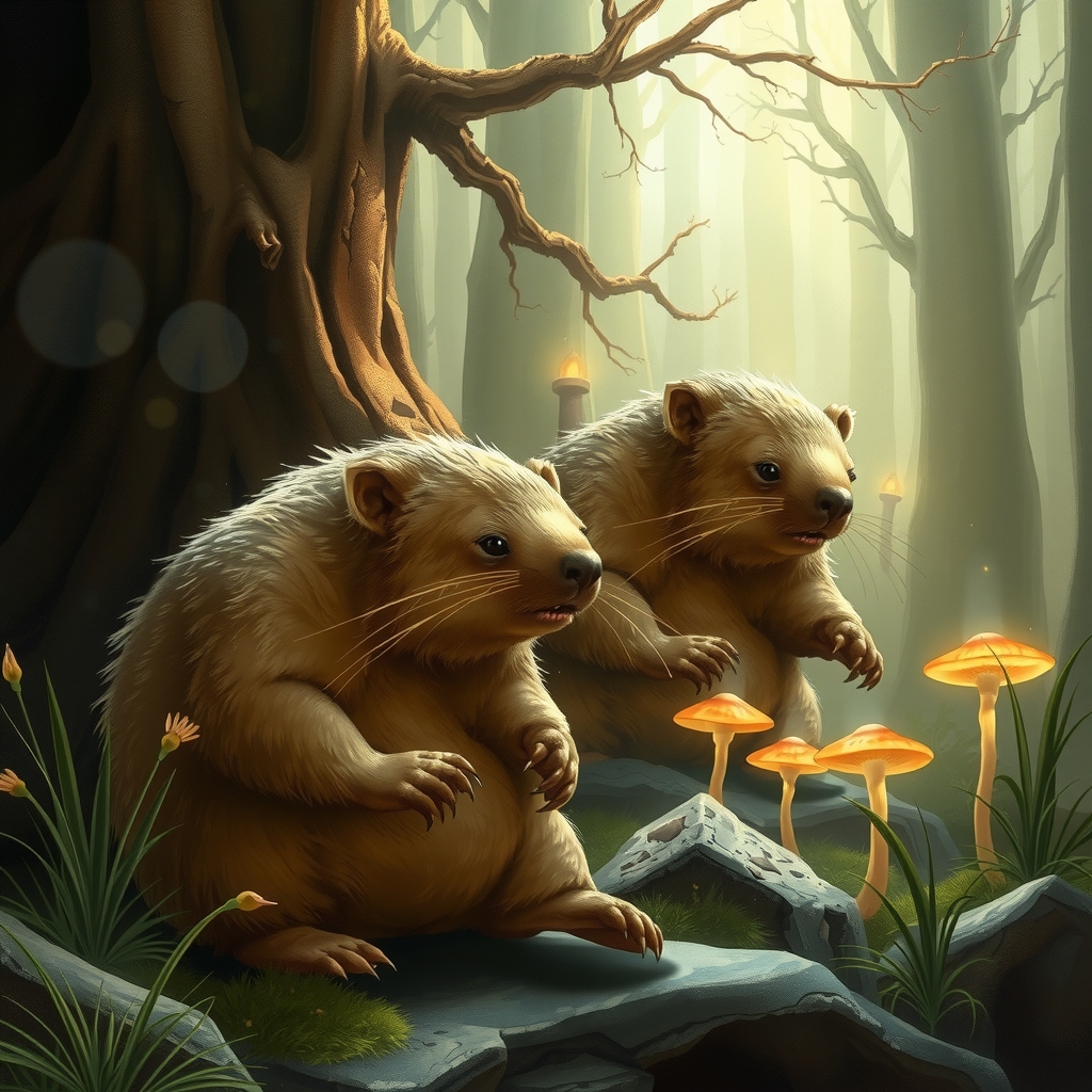 digital illustration secret life wombats myths realities magical world by Free AI Image Generator & Maker - No login required✨ | AIGAZOU