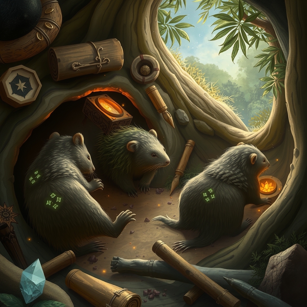 digital illustration magical realism wombats secret life by Free AI Image Generator & Maker - No login required✨ | AIGAZOU