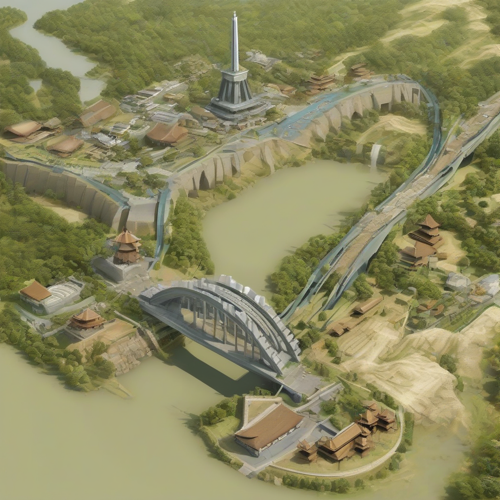 tilamuta district corn producing area mountains rivers bridges large tilamuta bridge corn monument by Free AI Image Generator & Maker - No login required✨ | AIGAZOU