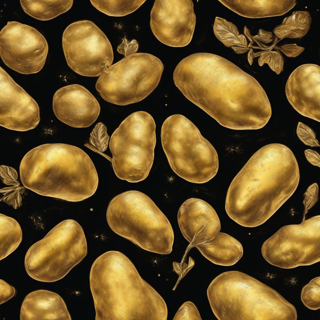 golden shiny potatoes on black background by Free AI Image Generator & Maker - No login required✨ | AIGAZOU