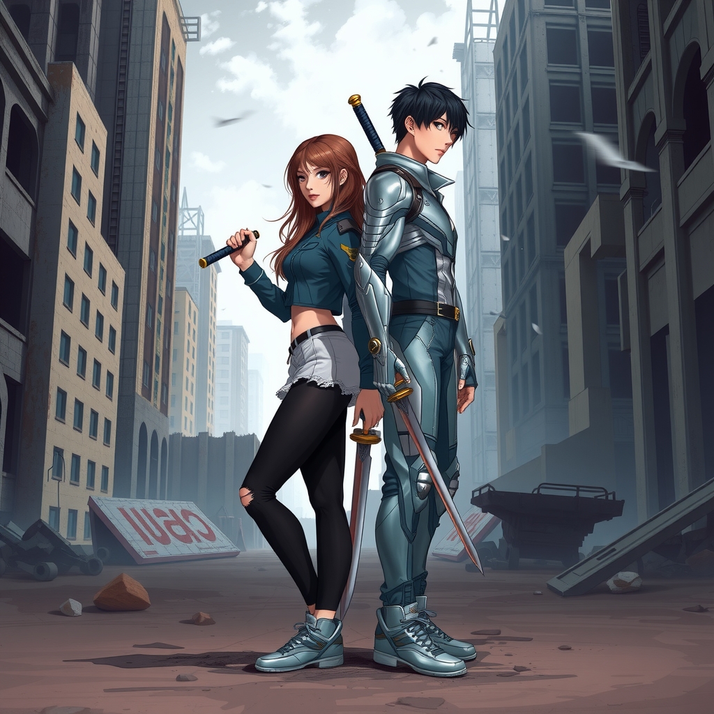 future warriors in ruined city by Free AI Image Generator & Maker - No login required✨ | AIGAZOU