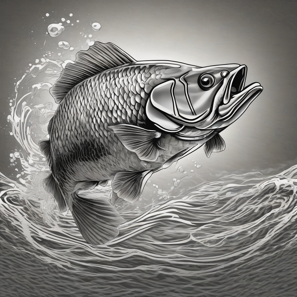 carp fish leaping water grayscale laser engraving by Free AI Image Generator & Maker - No login required✨ | AIGAZOU