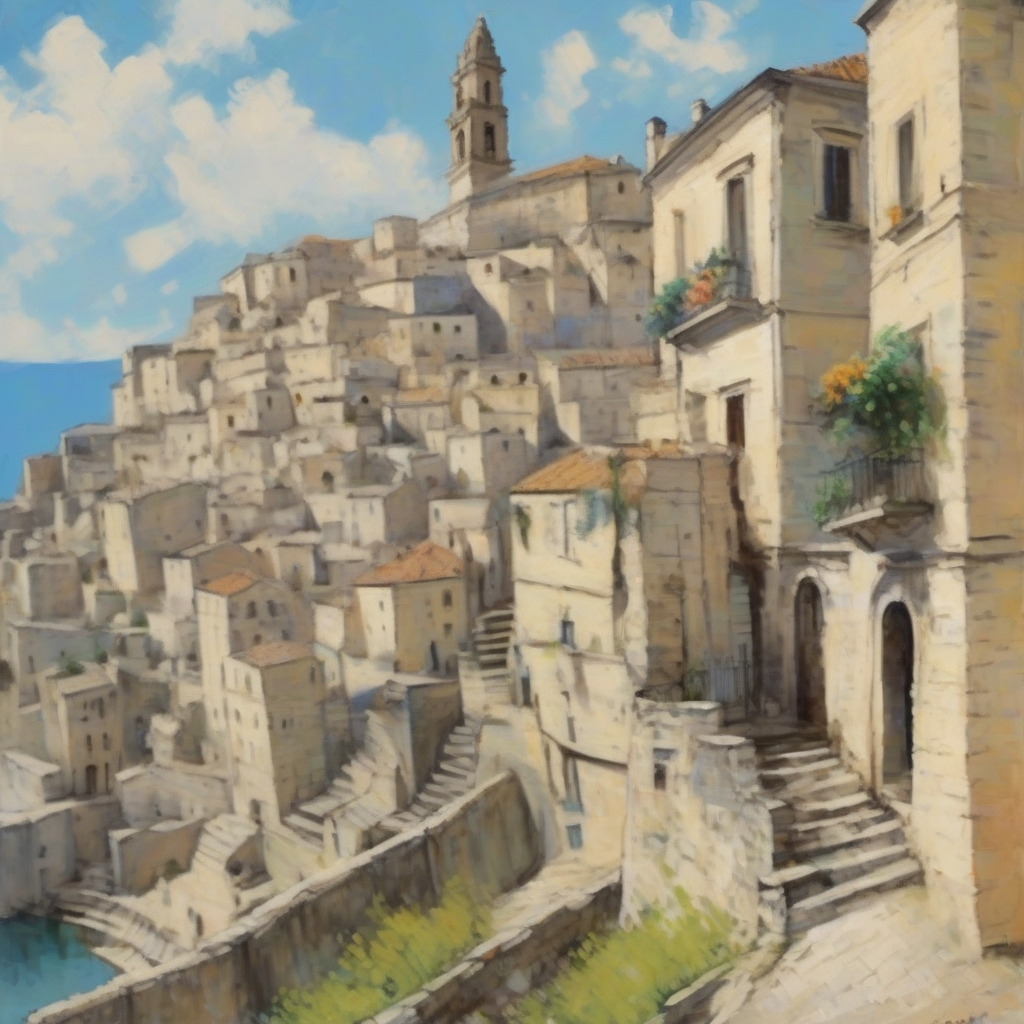 matera in italy in the style of alfred sisley by Generator Gambar AI Gratis - Tanpa perlu login✨ | AIGAZOU
