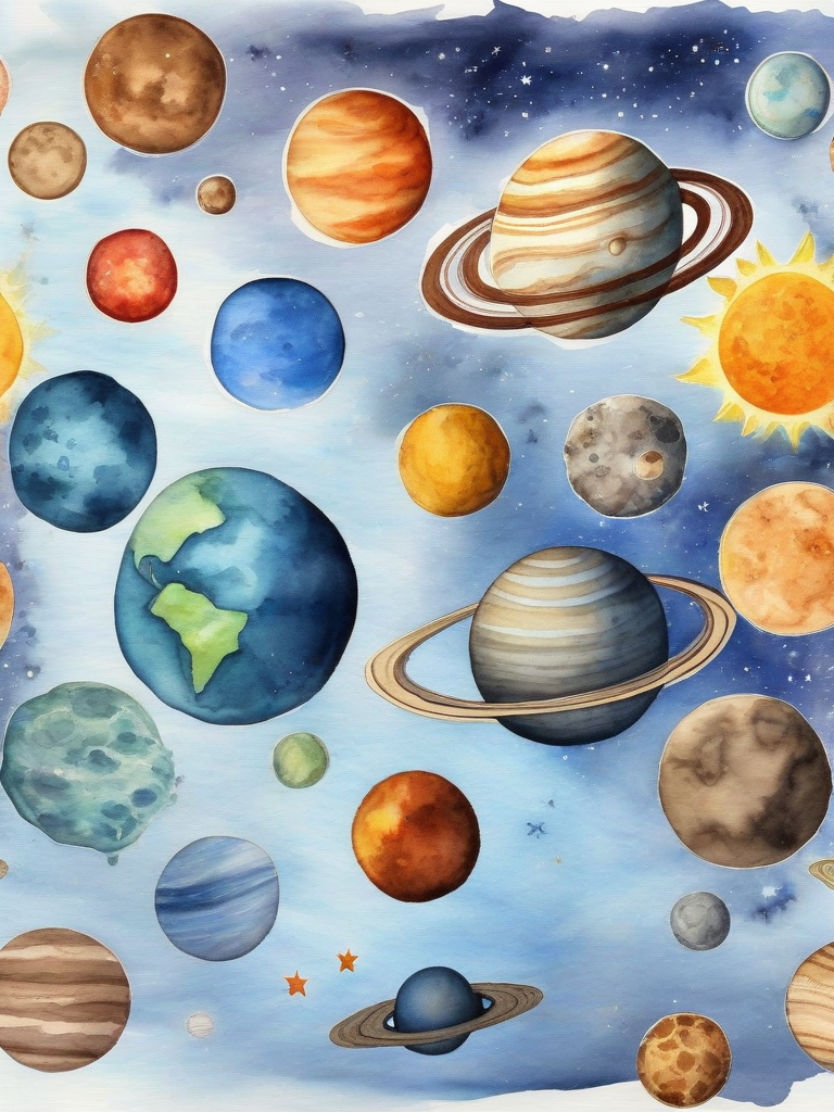 solar system watercolor painting by Free AI Image Generator & Maker - No login required✨ | AIGAZOU