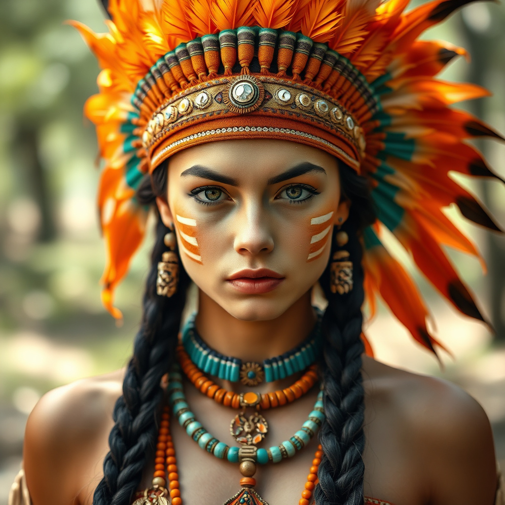 young woman native american costume by Free AI Image Generator & Maker - No login required✨ | AIGAZOU