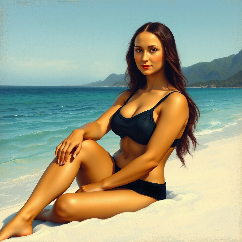 mona lisa black bikini renaissance painting by Free AI Image Generator & Maker - No login required✨ | AIGAZOU