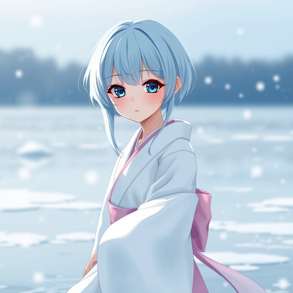 blue eyed girl frozen lake dancing by Free AI Image Generator & Maker - No login required✨ | AIGAZOU