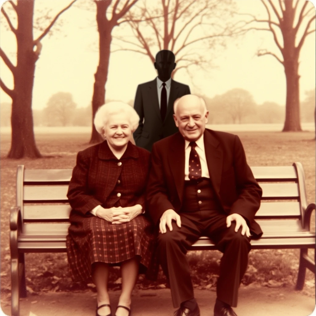 grandpas old photo with grandma and slim shadow by Free AI Image Generator & Maker - No login required✨ | AIGAZOU