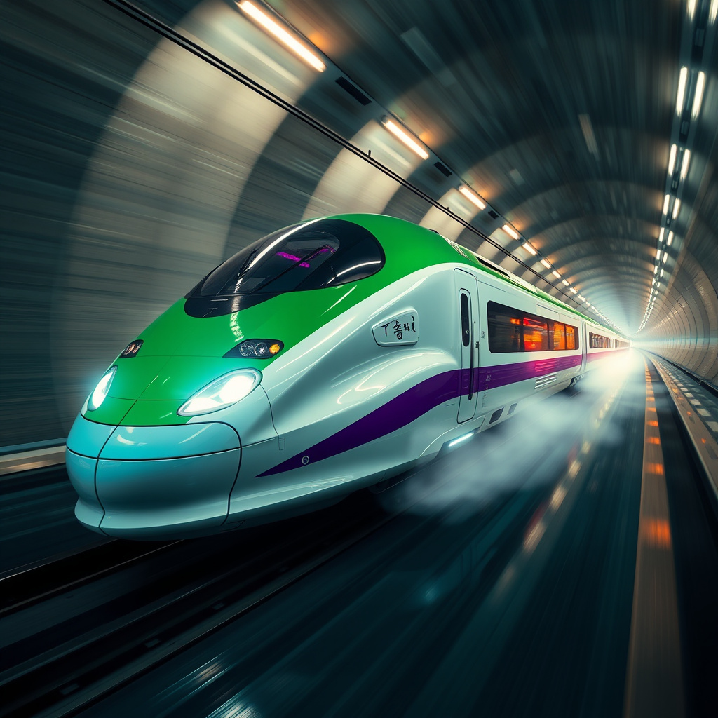 futuristic hokkaido shinkansen speeding through tunnel by Free AI Image Generator & Maker - No login required✨ | AIGAZOU