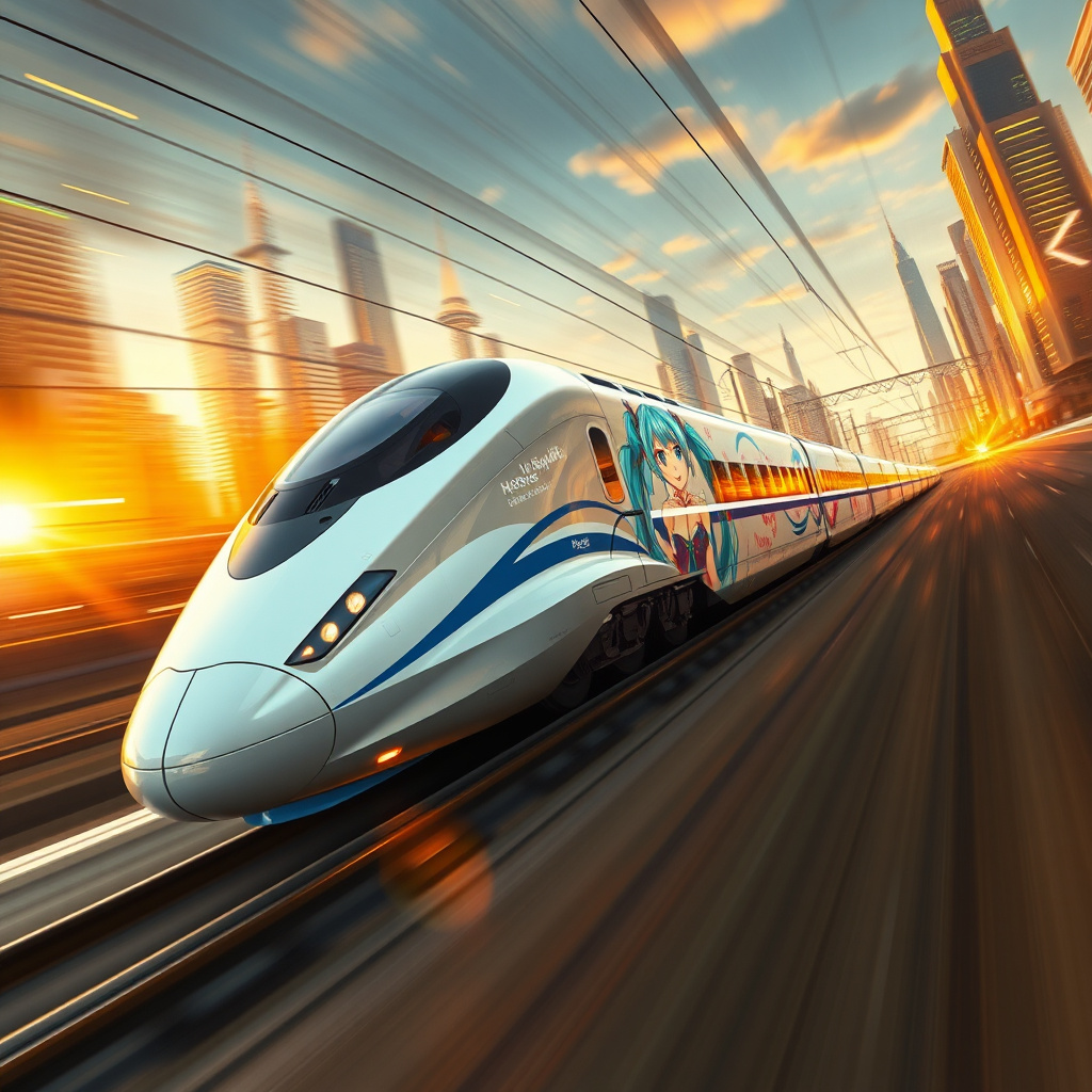 photorealistic futuristic shinkansen miku wrapping by Free AI Image Generator & Maker - No login required✨ | AIGAZOU