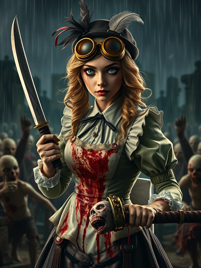 steampunk victorian maid with goggles by Free AI Image Generator & Maker - No login required✨ | AIGAZOU