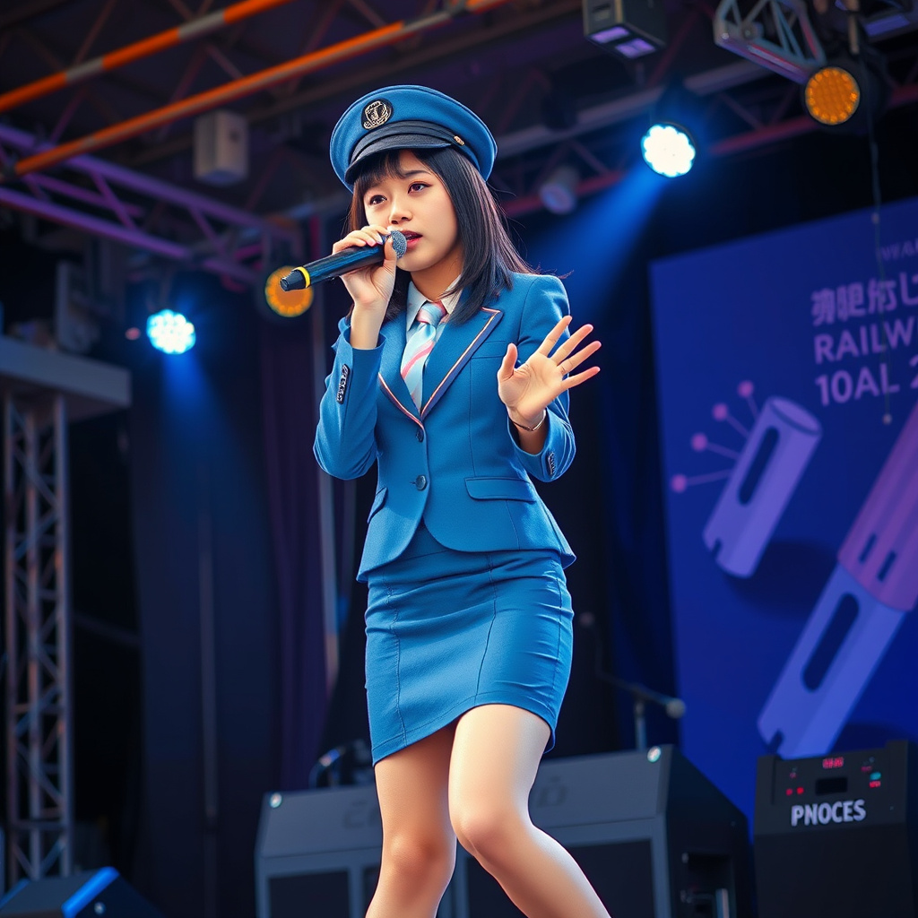 japanese female railway idol singing by Free AI Image Generator & Maker - No login required✨ | AIGAZOU