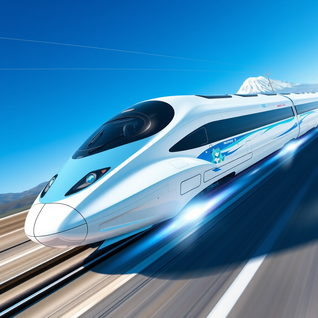 futuristic hatsune miku shinkansen train by Free AI Image Generator & Maker - No login required✨ | AIGAZOU