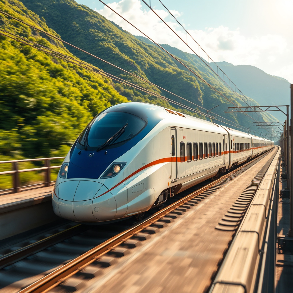 futuristic hokuriku shinkansen train usui pass by Free AI Image Generator & Maker - No login required✨ | AIGAZOU
