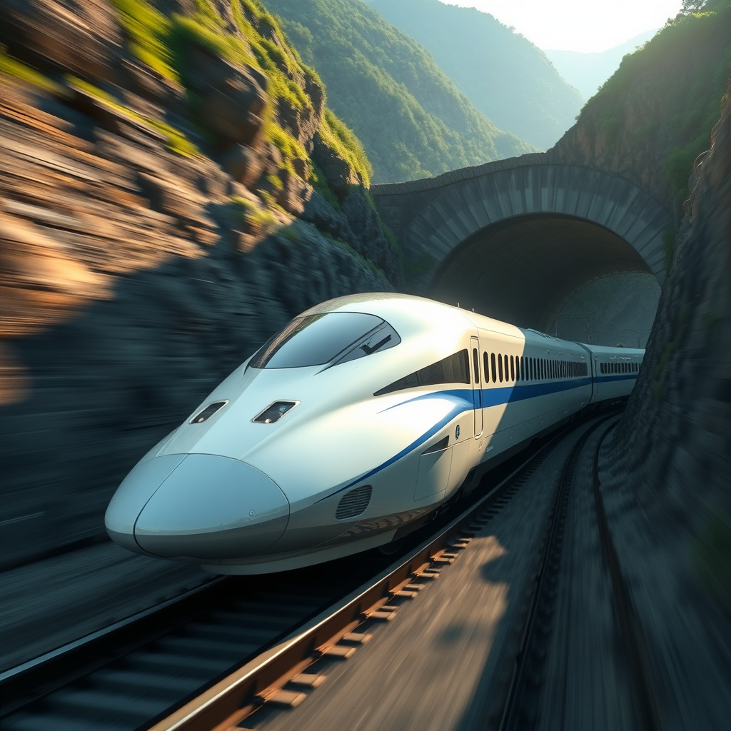futuristic shinkansen train kaseino tunnel by Free AI Image Generator & Maker - No login required✨ | AIGAZOU