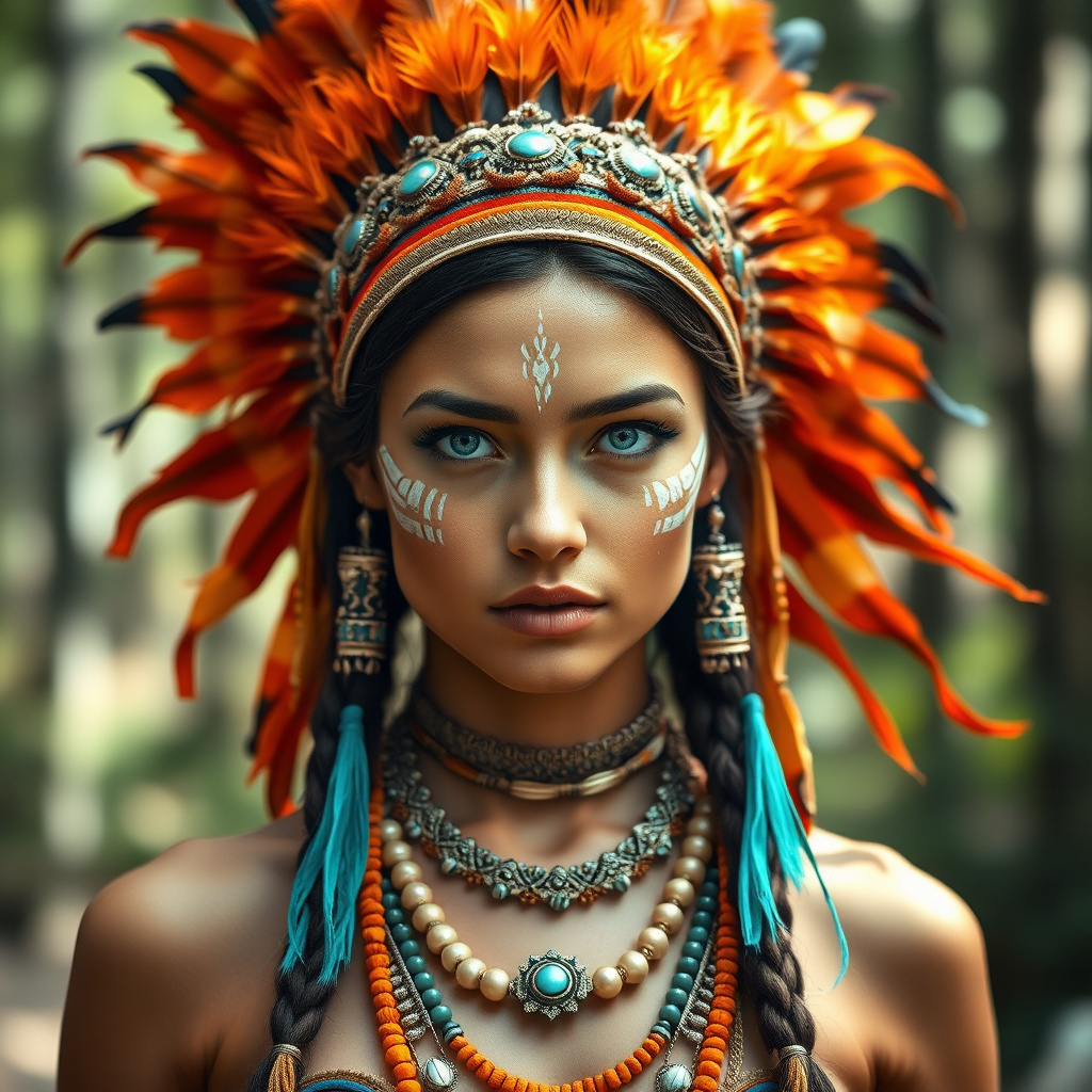 young woman native american costume by Free AI Image Generator & Maker - No login required✨ | AIGAZOU
