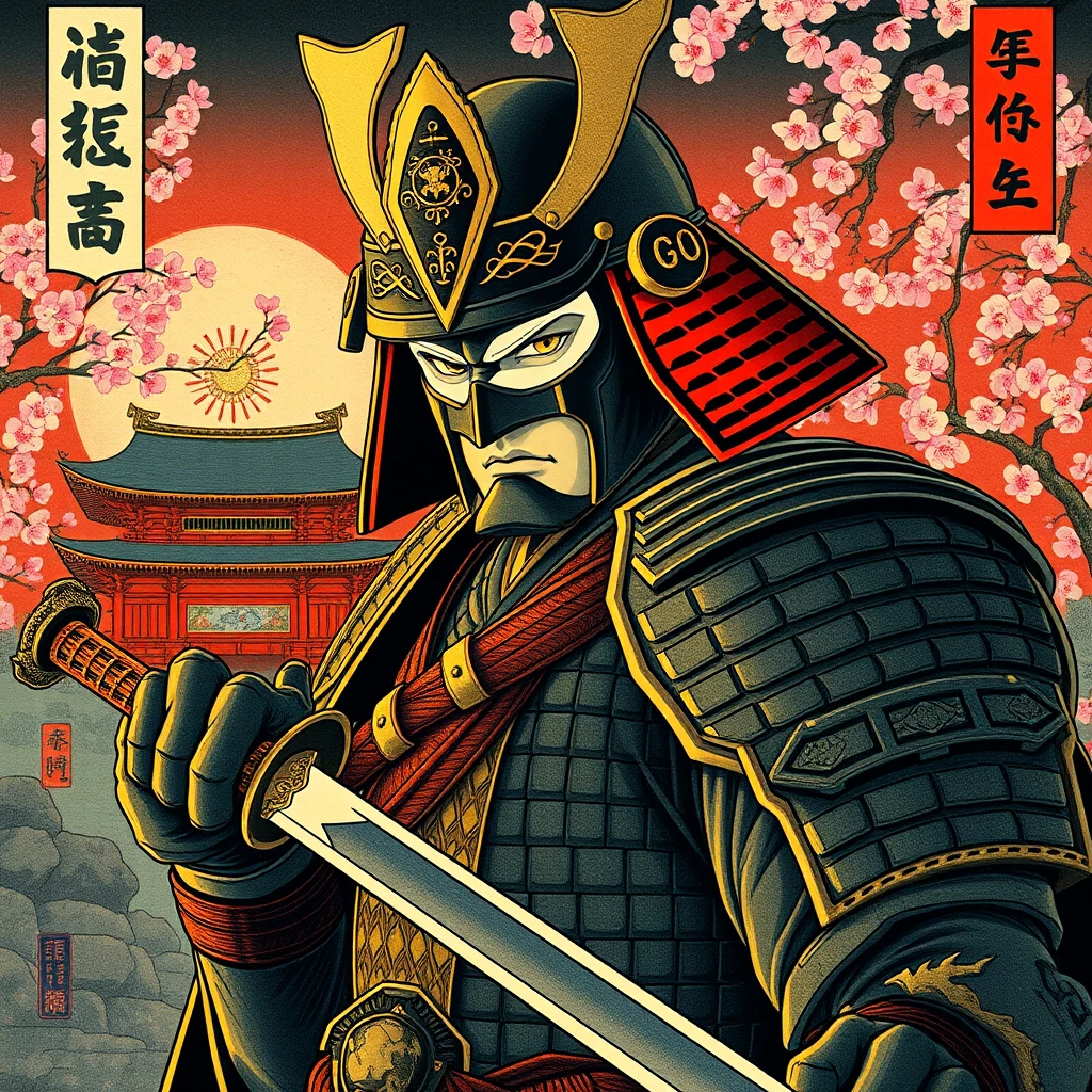 samurai batman katana cherry blossoms by Free AI Image Generator & Maker - No login required✨ | AIGAZOU