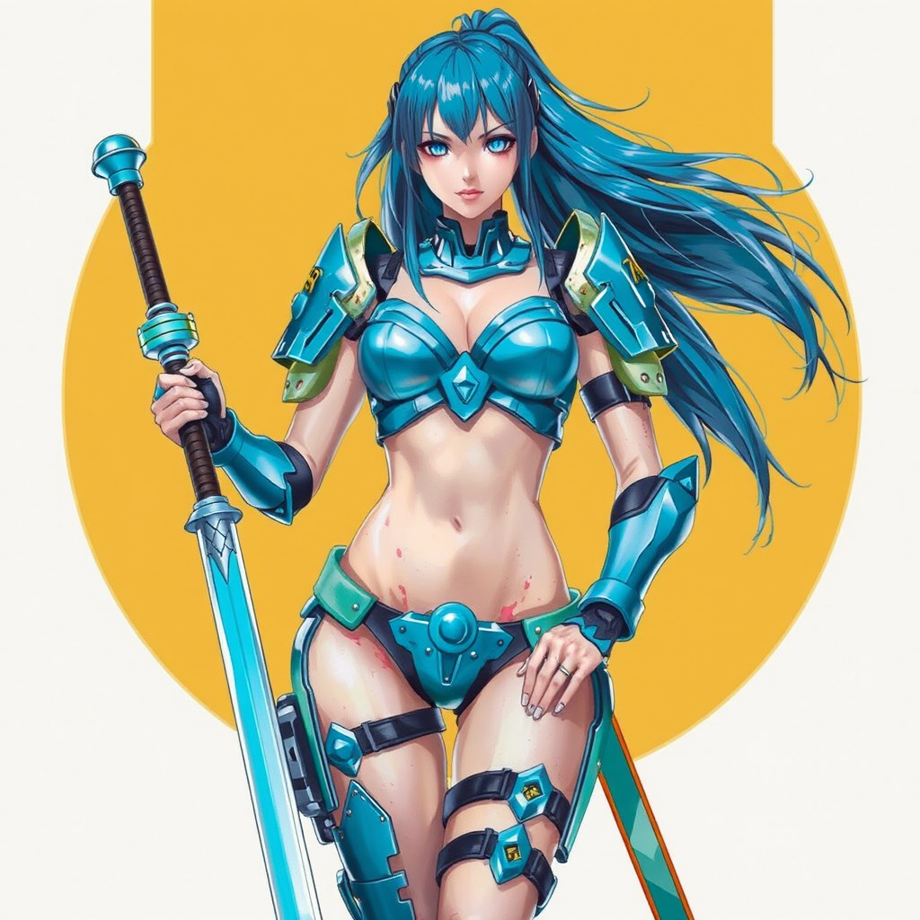 hatsune miku futuristic armor horns red eyes by Free AI Image Generator & Maker - No login required✨ | AIGAZOU