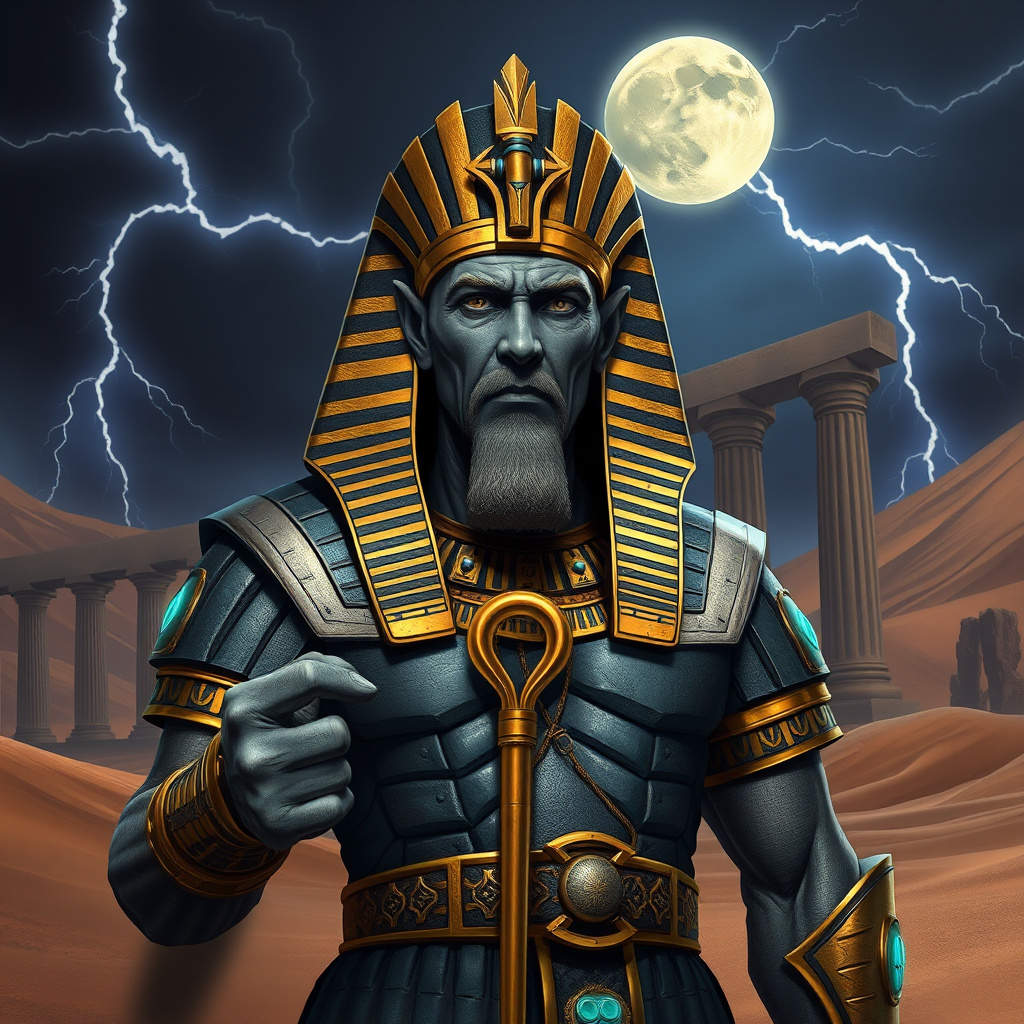powerful egyptian pharaoh with ankh staff by Free AI Image Generator & Maker - No login required✨ | AIGAZOU