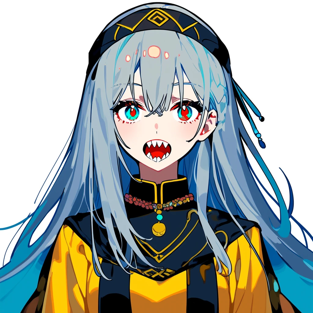 long haired girl blue gray hair blue red eyes by Free AI Image Generator & Maker - No login required✨ | AIGAZOU