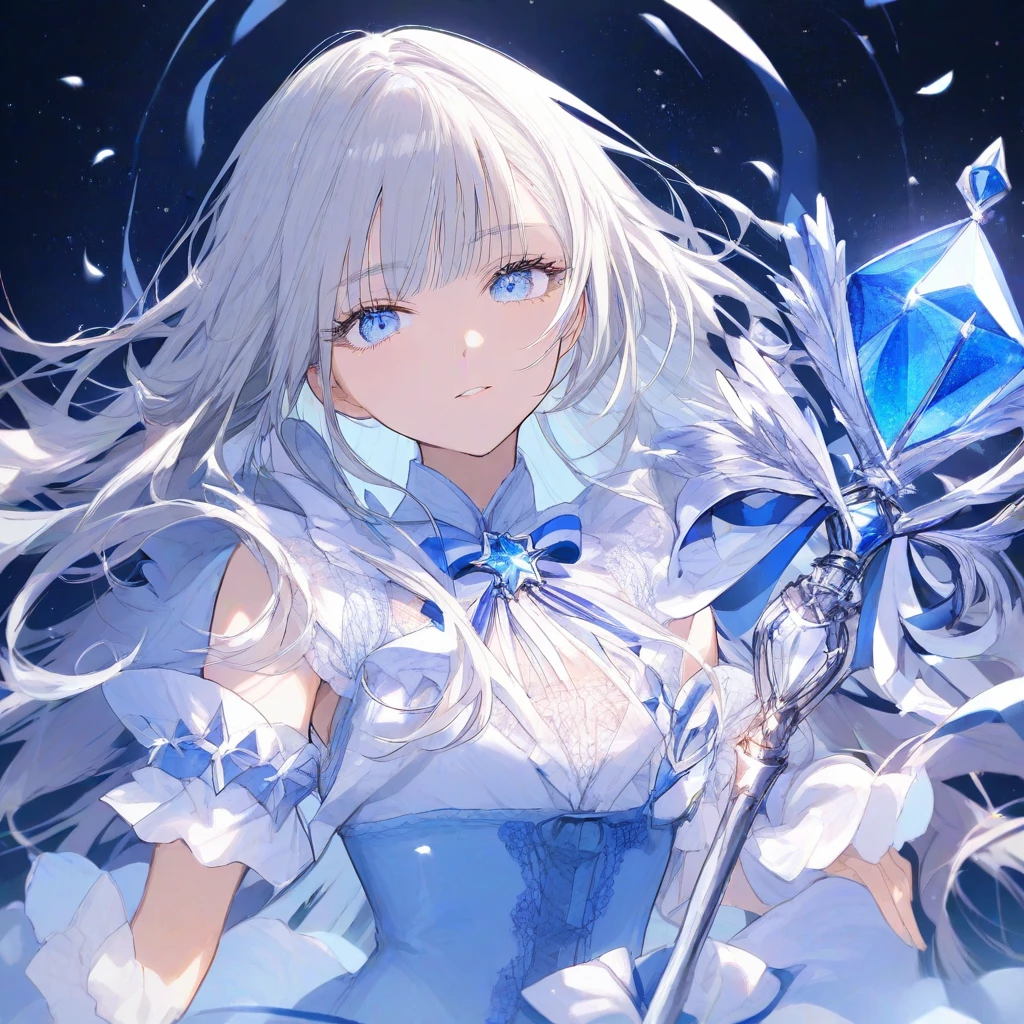 silver haired blue eyed scary magical girl by Free AI Image Generator & Maker - No login required✨ | AIGAZOU