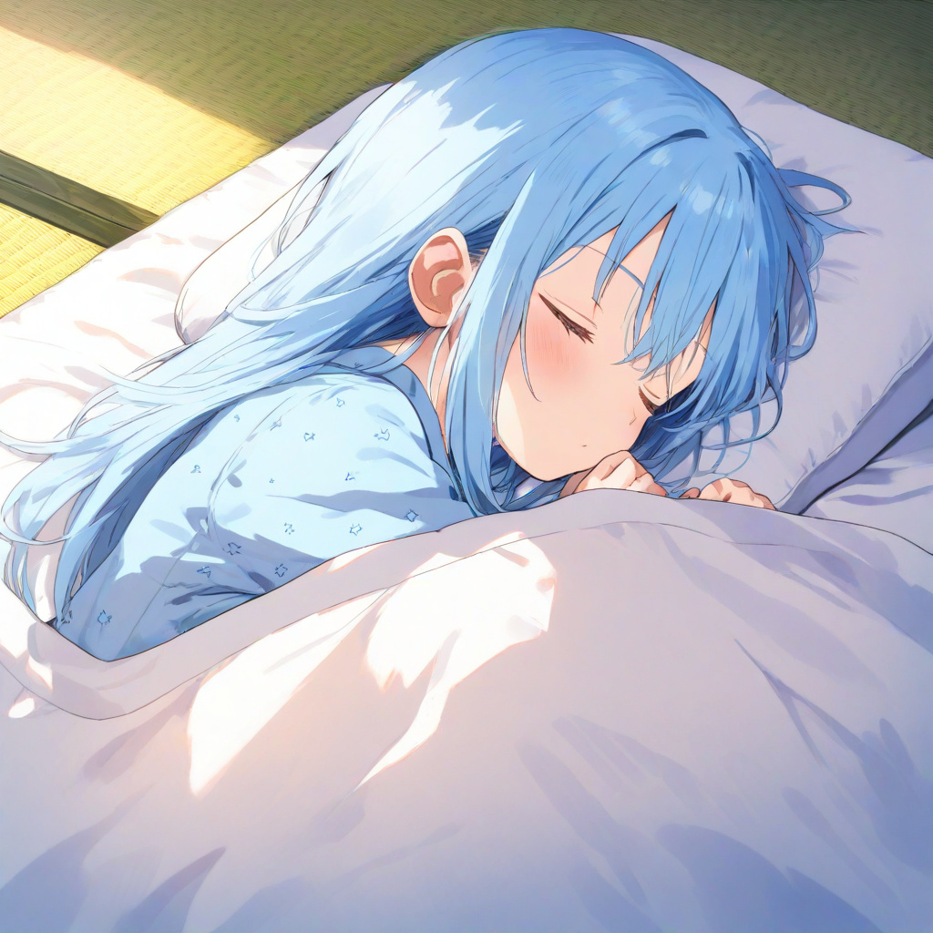 rimuru tempest blue pajamas sleeping by Free AI Image Generator & Maker - No login required✨ | AIGAZOU
