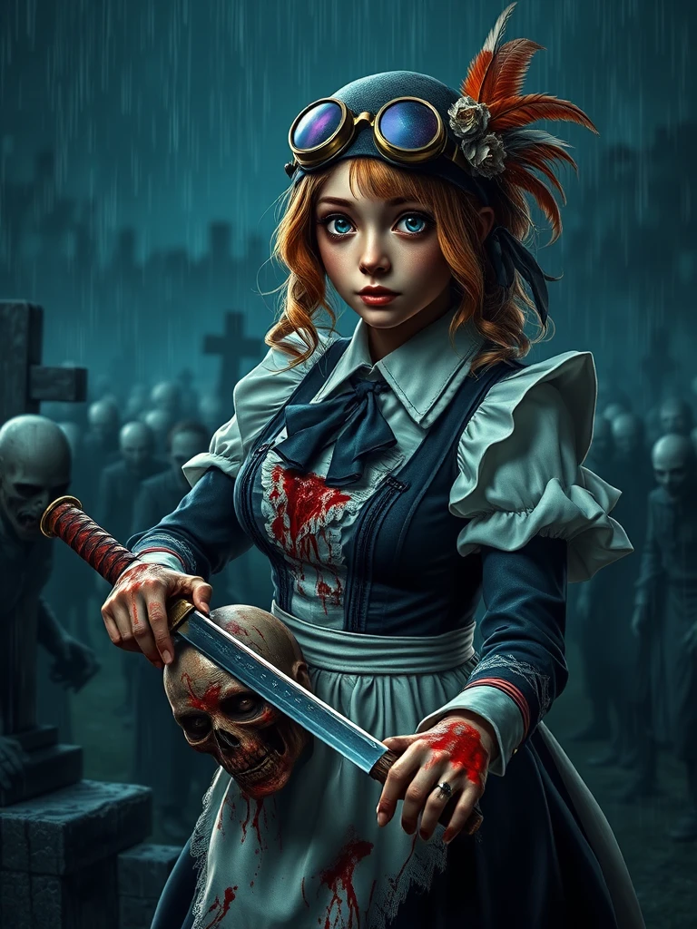 steampunk victorian maid with goggles by Free AI Image Generator & Maker - No login required✨ | AIGAZOU