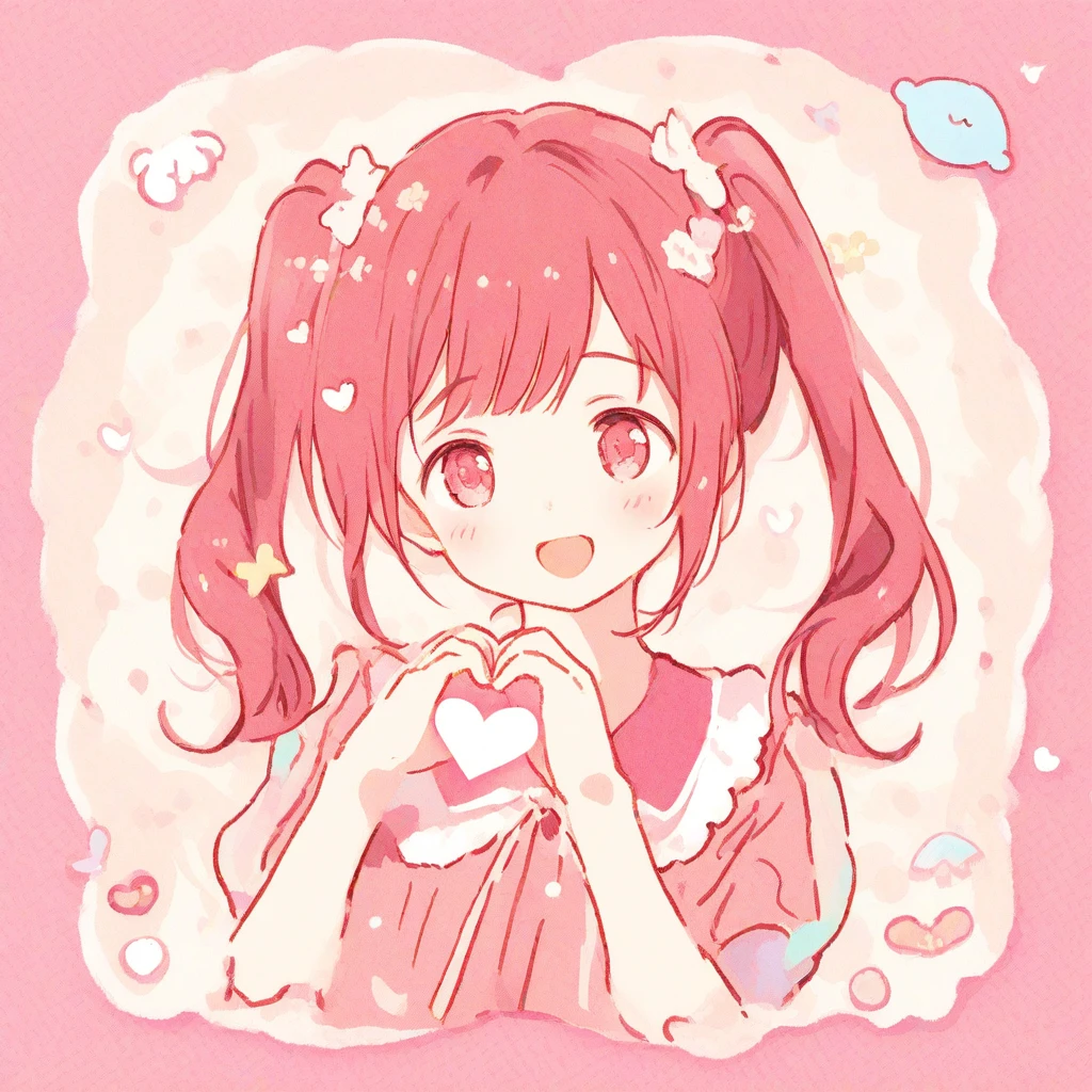 cute girl twin tail pink heart by Free AI Image Generator & Maker - No login required✨ | AIGAZOU
