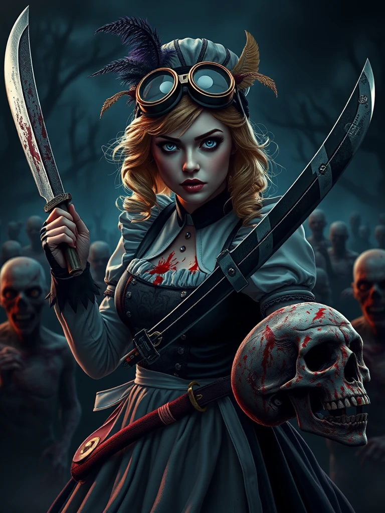 steampunk victorian maid with goggles by Free AI Image Generator & Maker - No login required✨ | AIGAZOU