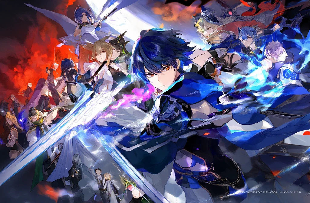 many character battle by Free AI Image Generator & Maker - No login required✨ | AIGAZOU