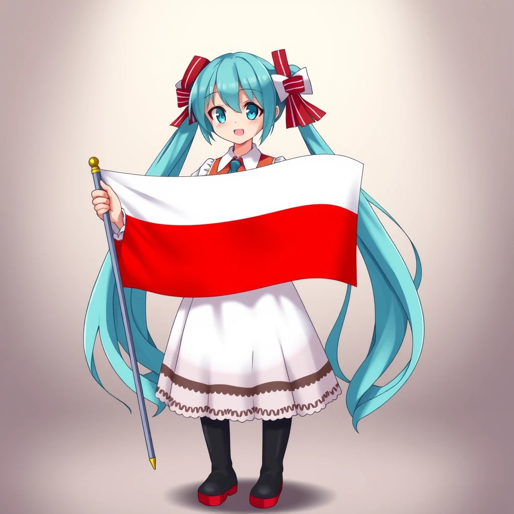 miku hatsune smiling polish flag by Free AI Image Generator & Maker - No login required✨ | AIGAZOU