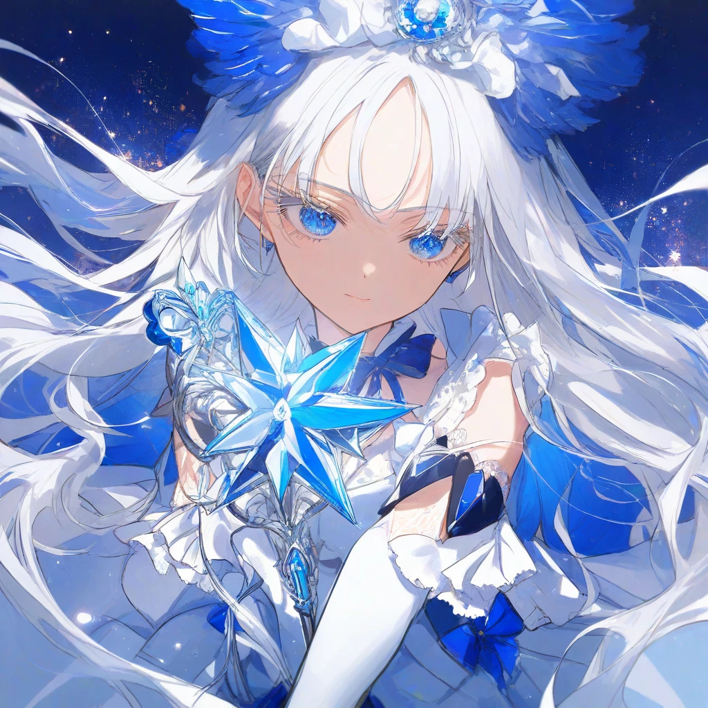 silver haired blue eyed scary magical girl by Free AI Image Generator & Maker - No login required✨ | AIGAZOU