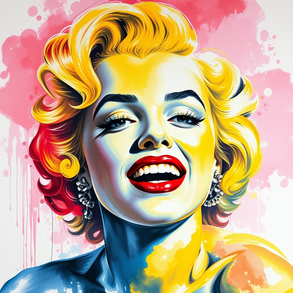 colored water marilyn monroe painting realistic material art by Free AI Image Generator & Maker - No login required✨ | AIGAZOU