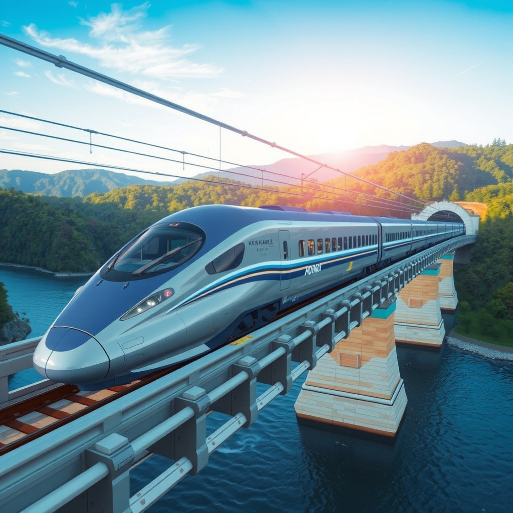 futuristic shinkansen train speeding by Free AI Image Generator & Maker - No login required✨ | AIGAZOU