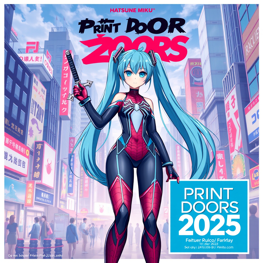 hatsune miku futuristic spider man suit sword by Free AI Image Generator & Maker - No login required✨ | AIGAZOU
