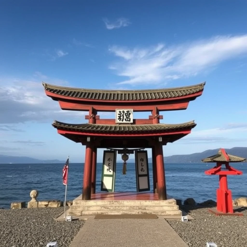 japanese shrine by sea by Free AI Image Generator & Maker - No login required✨ | AIGAZOU
