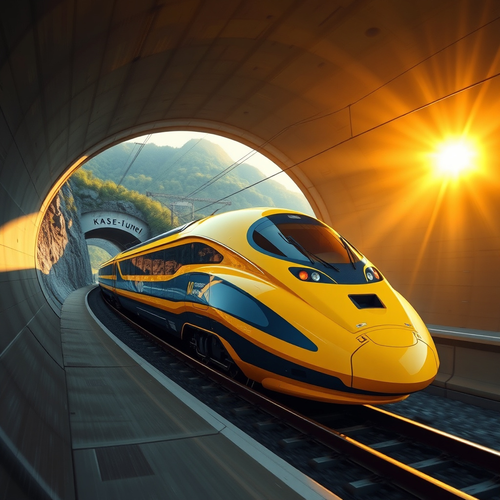 futuristic shinkansen doctor yellow speeding tunnel by Free AI Image Generator & Maker - No login required✨ | AIGAZOU