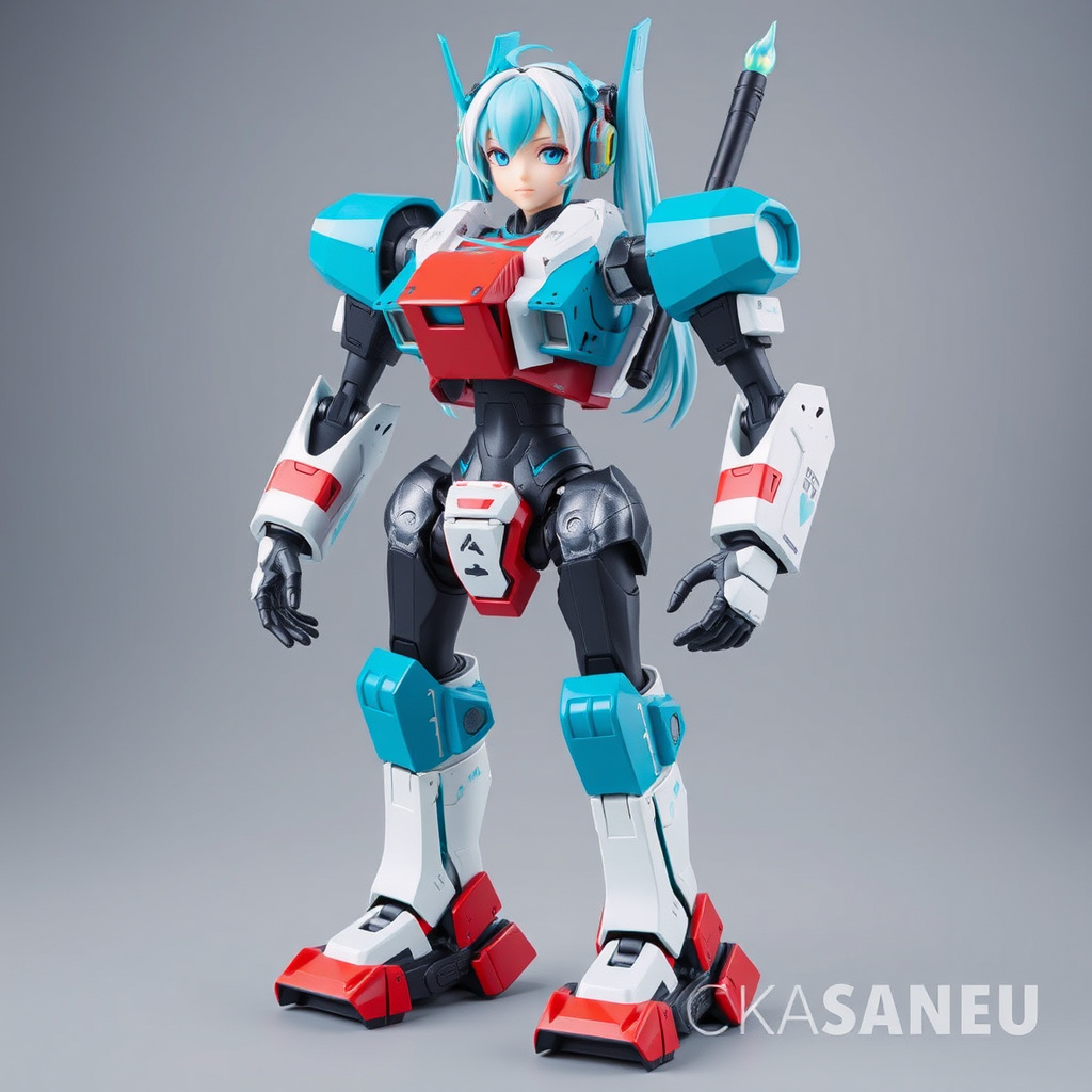 hatsune miku futuristic armor horns red eyes by Free AI Image Generator & Maker - No login required✨ | AIGAZOU