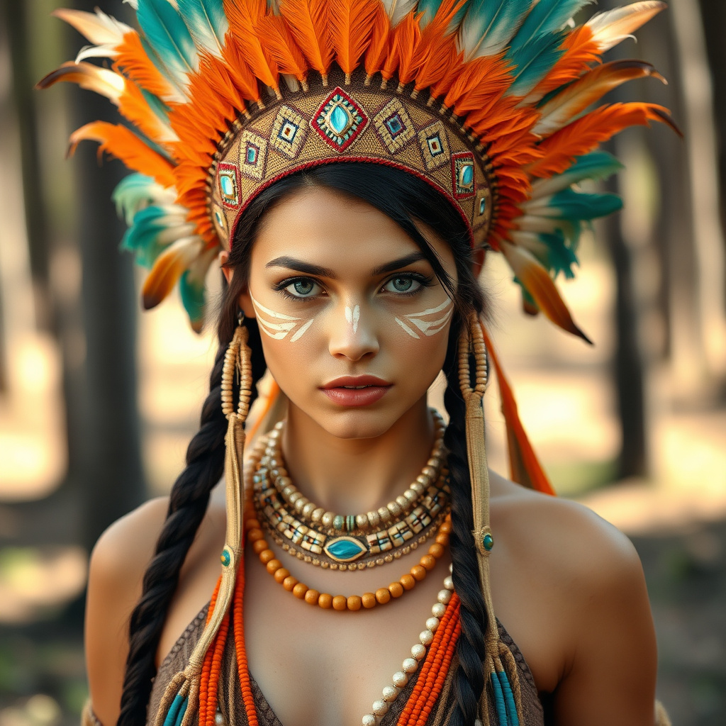 young woman native american costume by Free AI Image Generator & Maker - No login required✨ | AIGAZOU